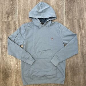 Paul Smith Hoodie Men's Medium BlueFleece Rainbow Zebra Logo Pullover Sweatshirt